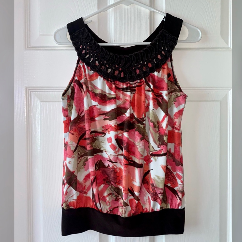 Brown and Pink Braid Tank